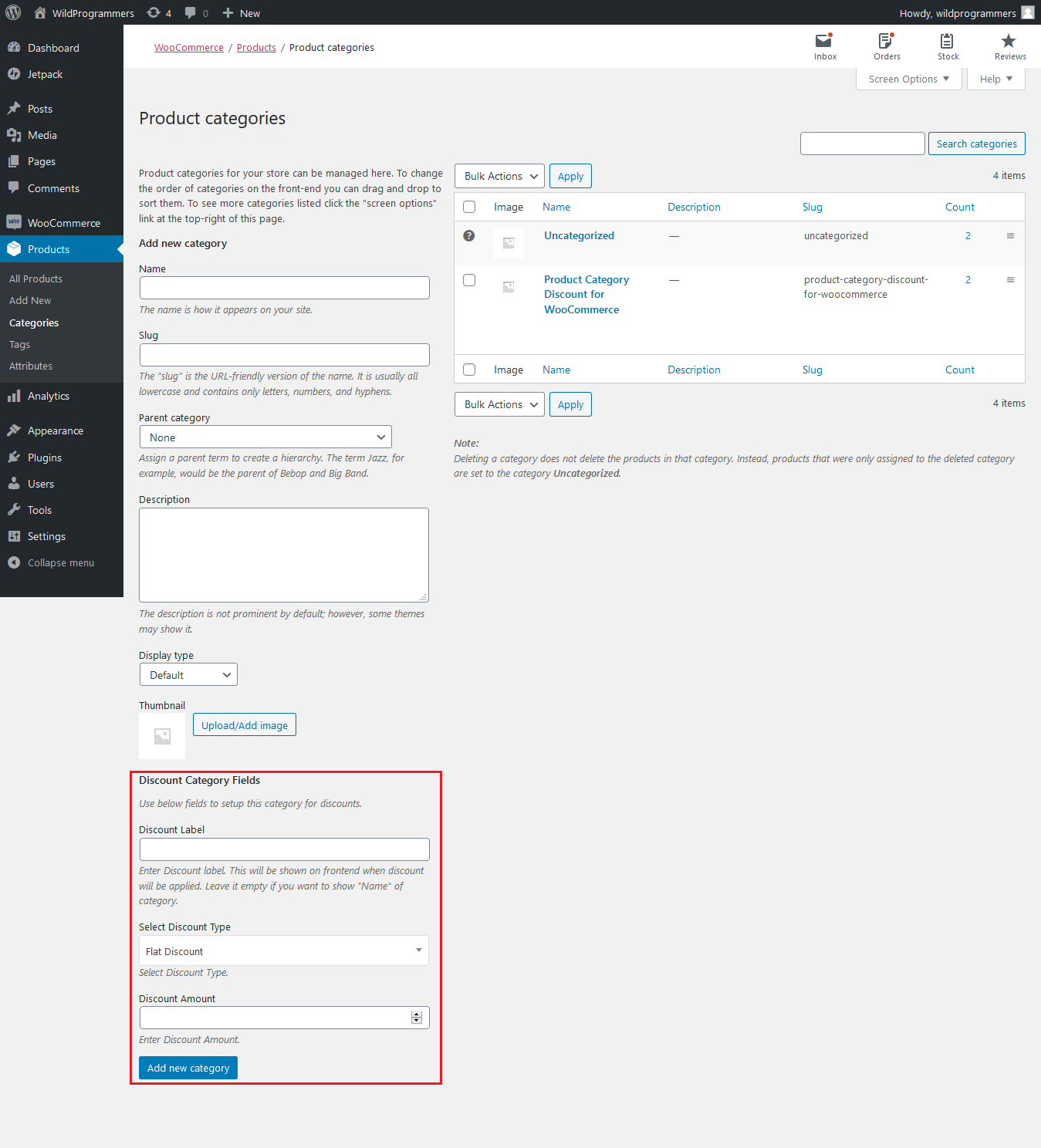 Product Category Discounts for Woo - Category Settings
